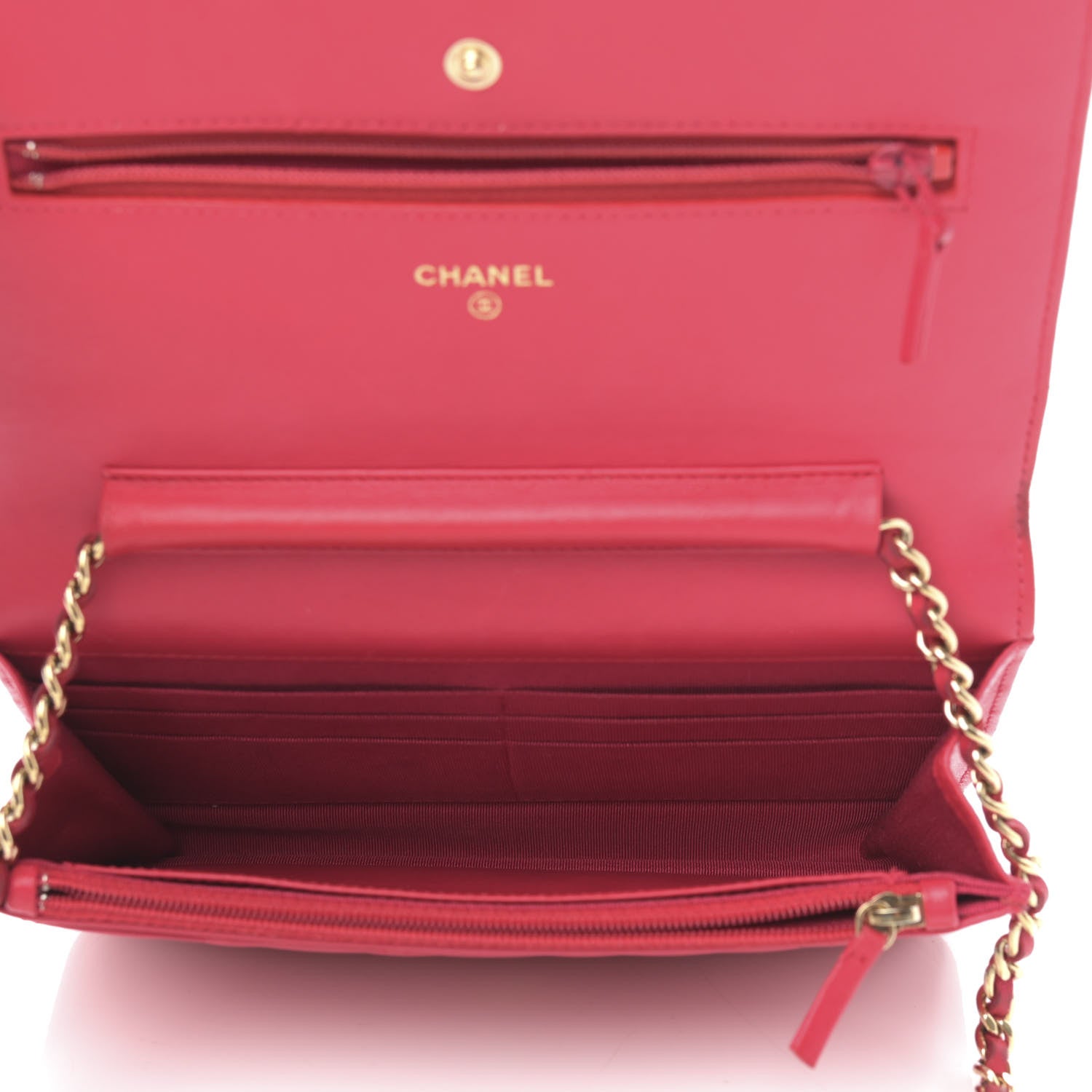 Chanel Lambskin Quilted Wallet On Chain WOC Dark Pink 5 of 15