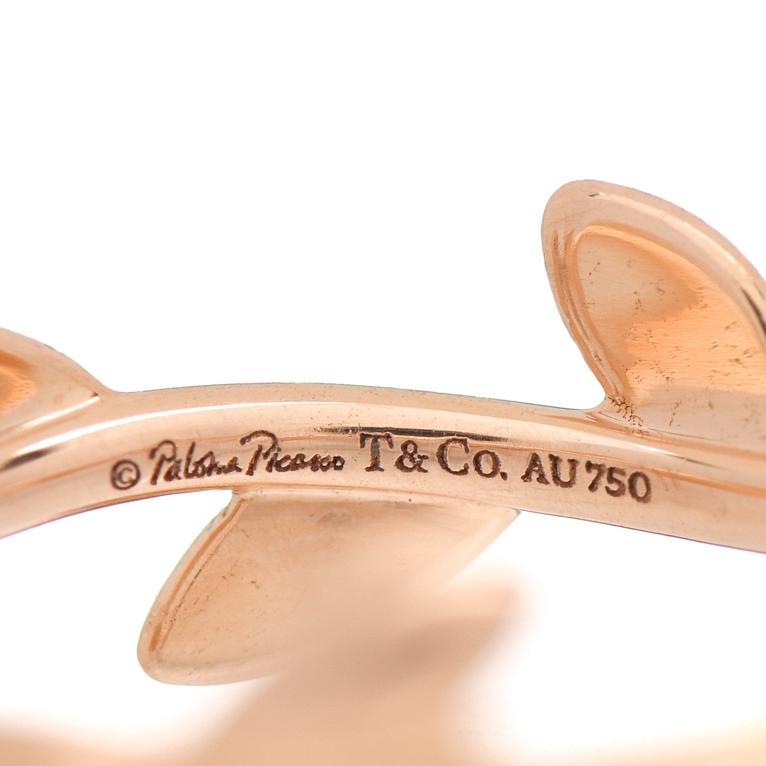 Tiffany 18K Rose Gold Narrow Paloma Picasso Olive Leaf Band Ring 54 7 4 of 5