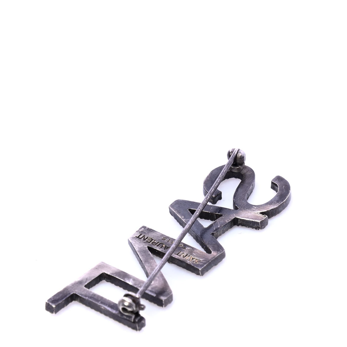Brass Crystal Logo Brooch Set Silver