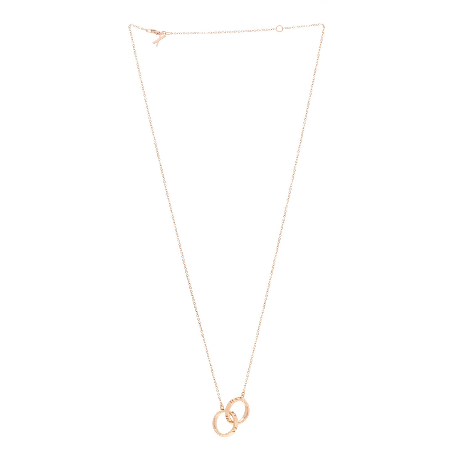 Tiffany 18K Rose Gold Interlocking Atlas Open Pendant Necklace 3 of 6