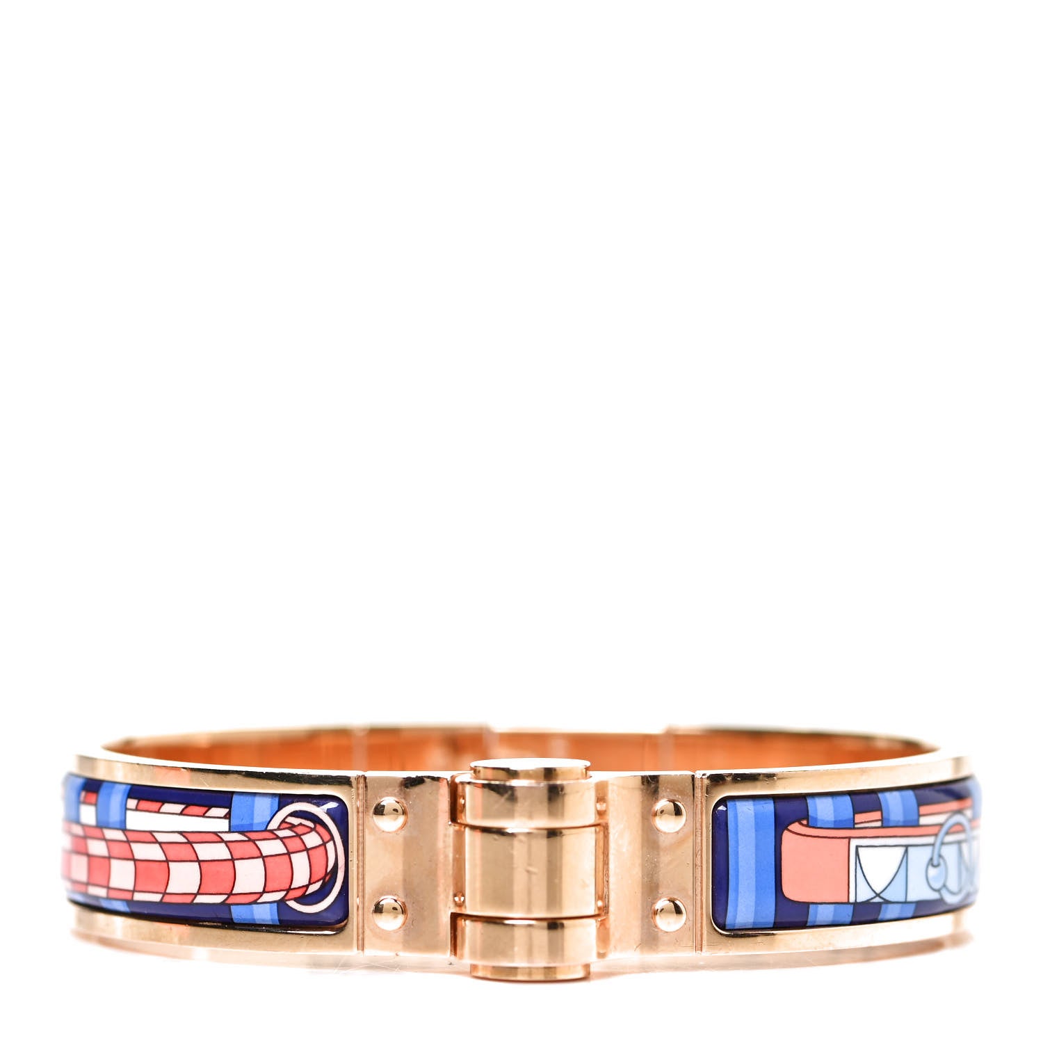 Hermes Enamel Printed Narrow Colliers De Chiens Hinged Bracelet S 1 of 5