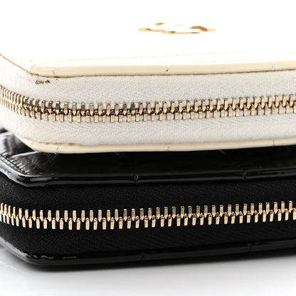 Chanel Patent Calfskin Resin Quilted CC Heart Clutch With Chain Black 12 of 12