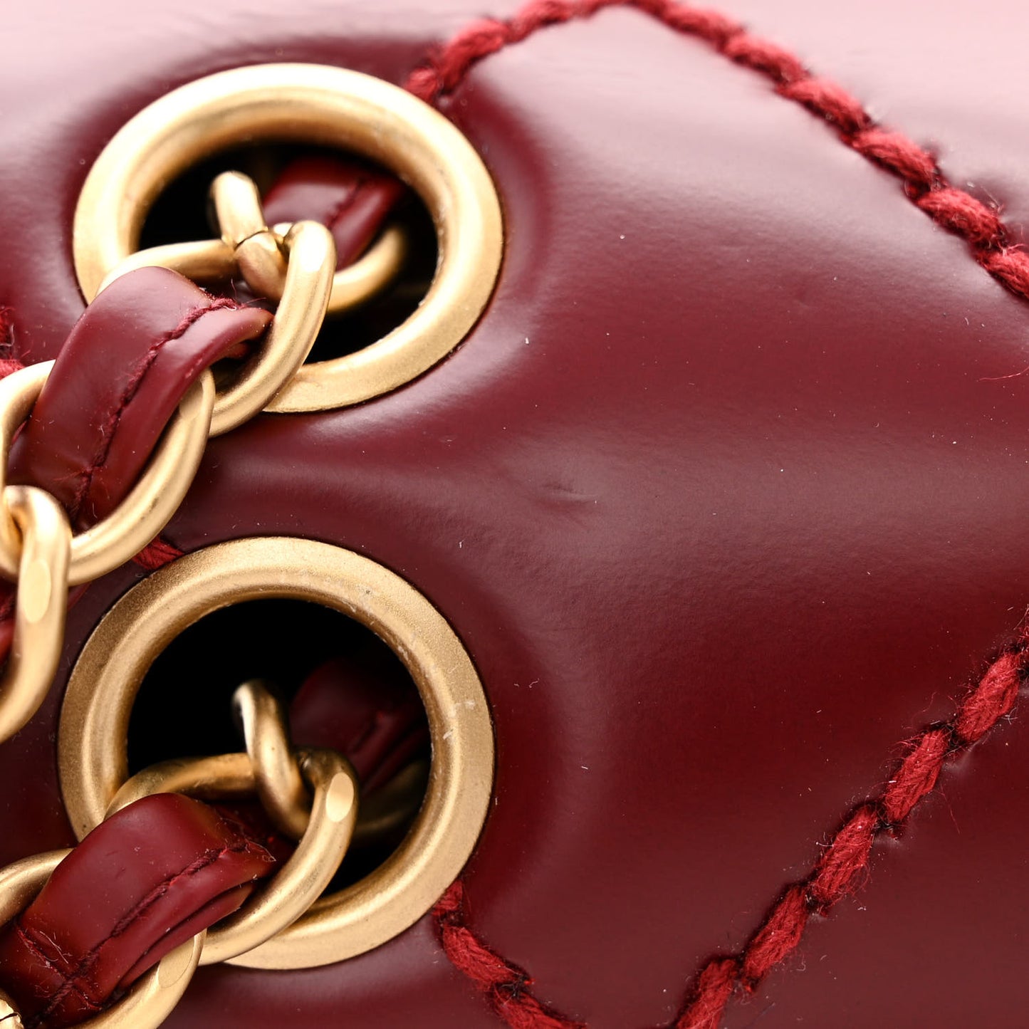 Calfskin Quilted Medium Wild Stitch Flap Burgundy