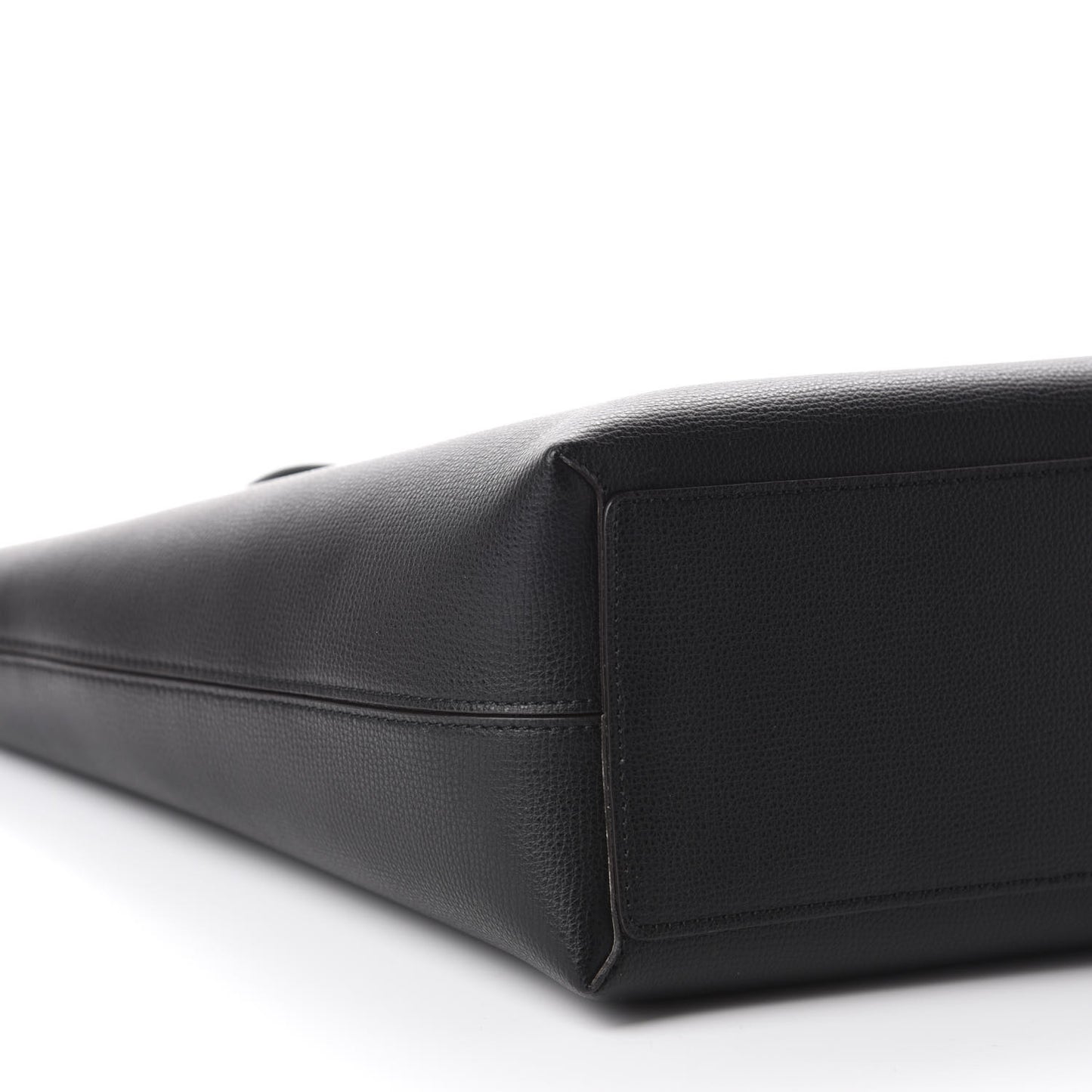 Grainy Calfskin Haymarket Check Medium Reversible Tote Black