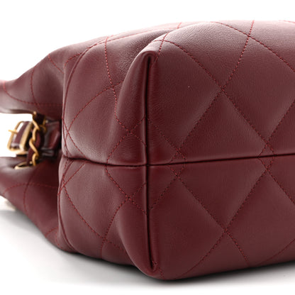 Chanel Calfskin Quilted Small Coco Base Shopping Bag Burgundy 9 of 10