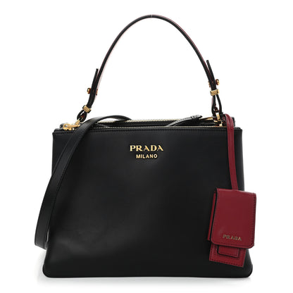 Prada New Calfskin Small Deux Shoulder Bag Black 1 of 11