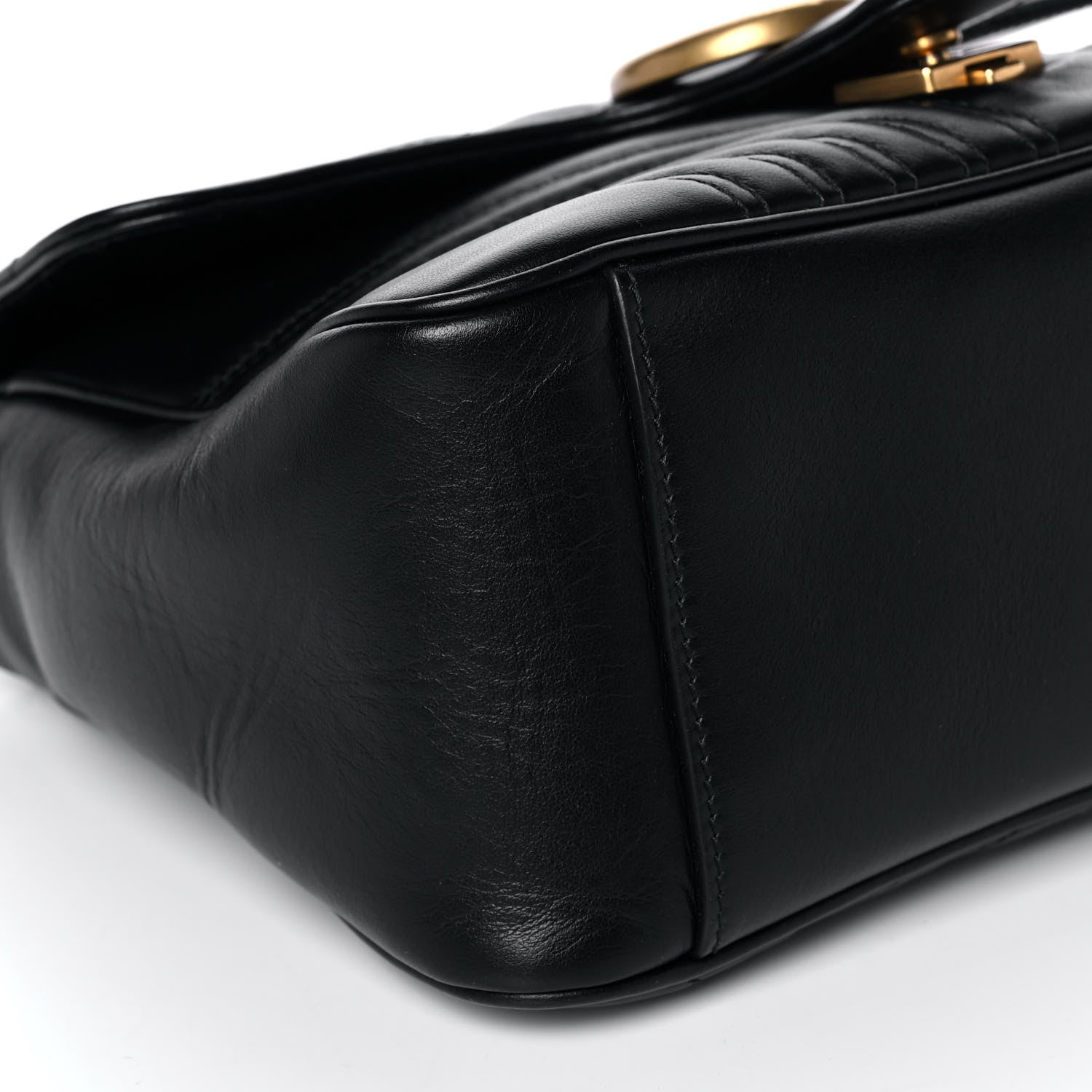 Gucci Calfskin Matelasse Small GG Marmont Top Handle Shoulder Bag Black 10 of 14