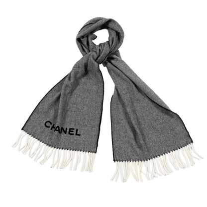 Chanel Cashmere CC Fringe Scarf Grey 2 of 5