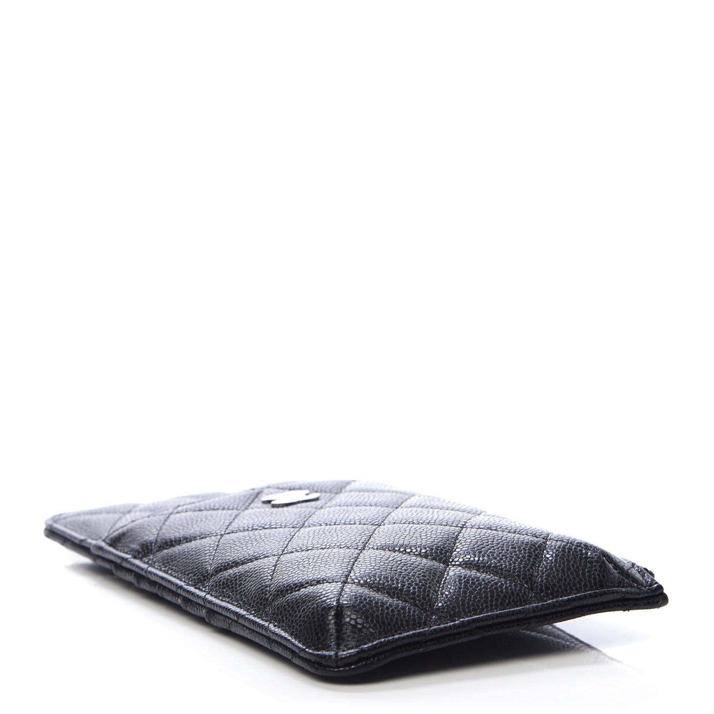 Caviar Quilted Classic Flat Wallet Pouch Black