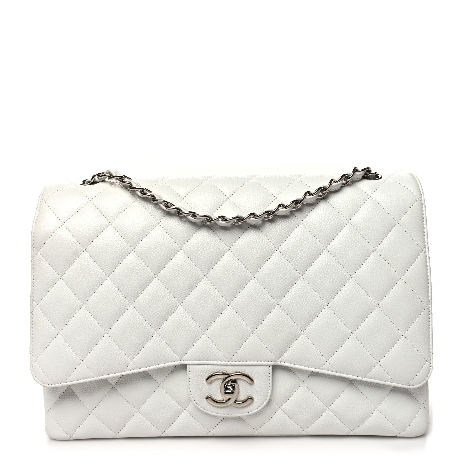Chanel Caviar Quilted Maxi Double Flap White 1 of 11