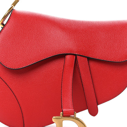Christian Dior Grained Calfskin Saddle Bag Red 8 of 10