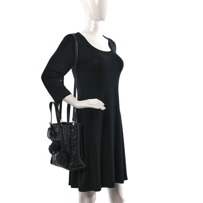 Prada Nappa Antique Rosette Flower Mini Tote Bag Black 2 of 8