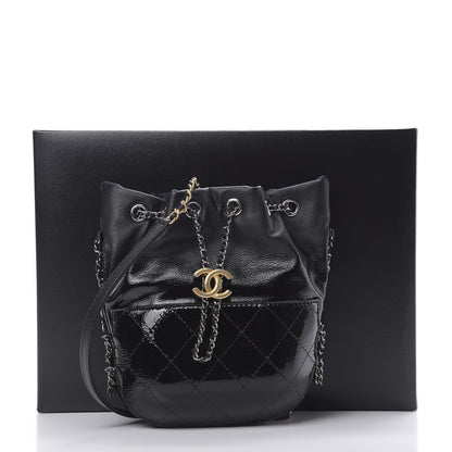 Chanel Patent Goatskin Quilted Small Gabrielle Bucket Black 12 of 12