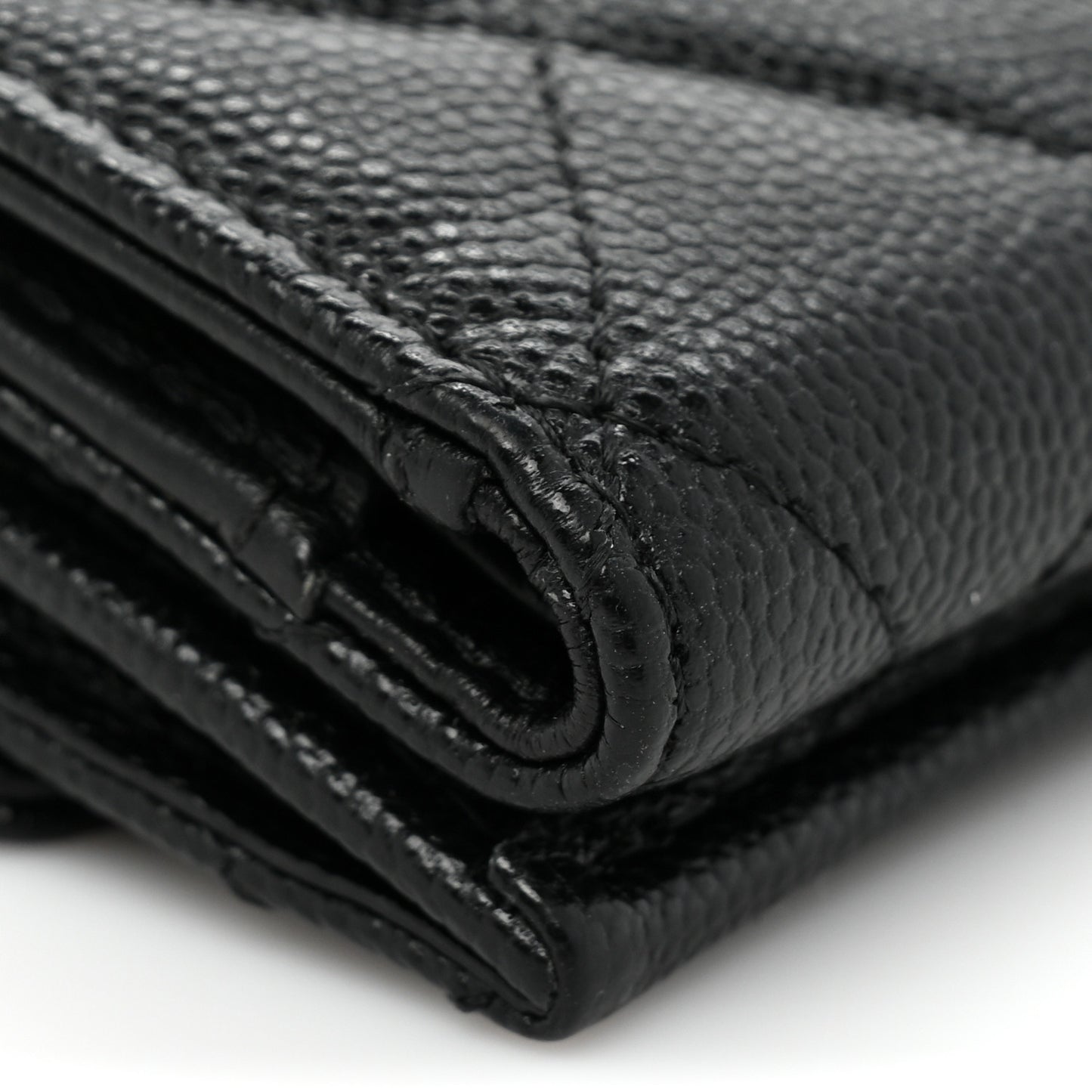 Caviar Quilted Crystal CC Small Flap Wallet Black