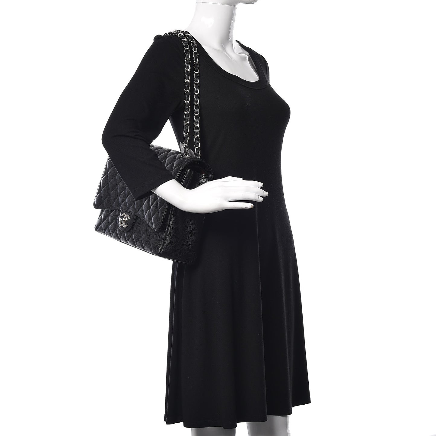 Caviar Quilted Maxi Double Flap Black