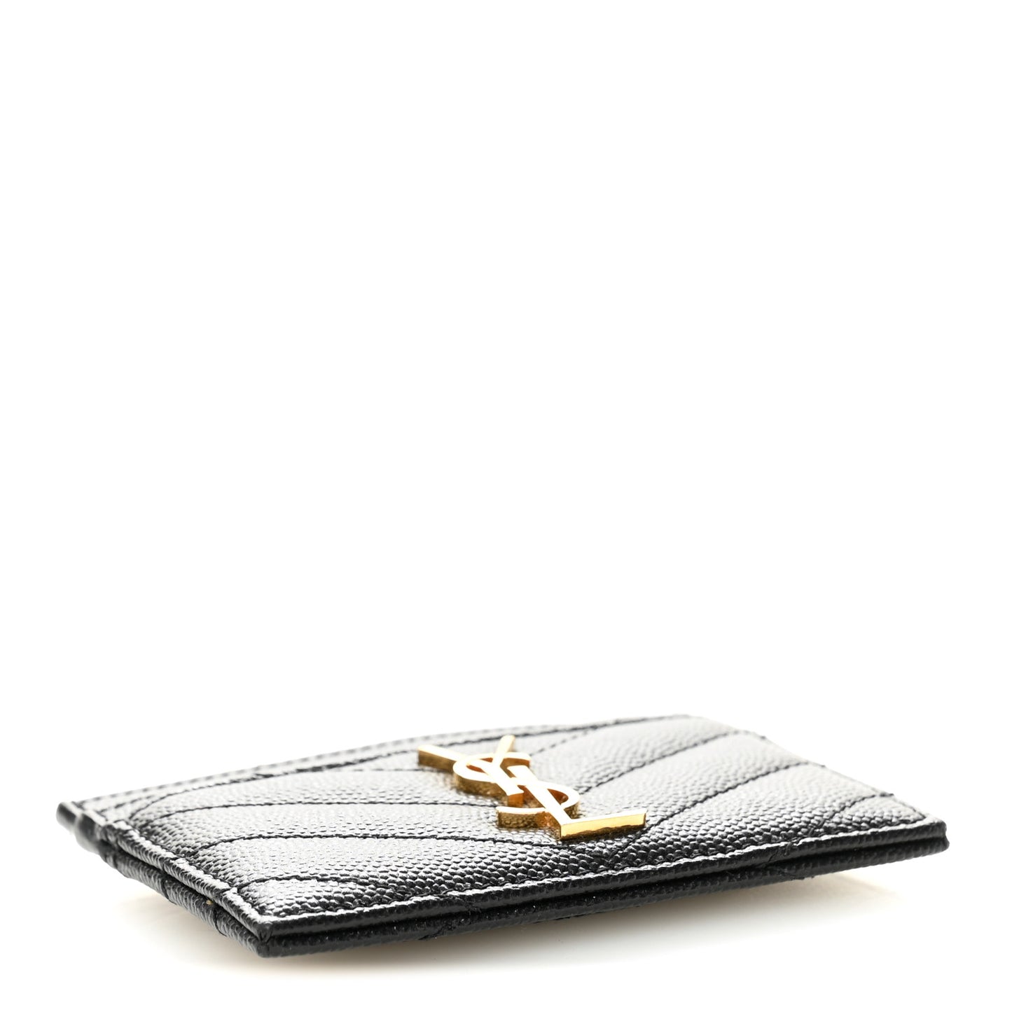 Grain De Poudre Matelasse Chevron Monogram Credit Card Case Black