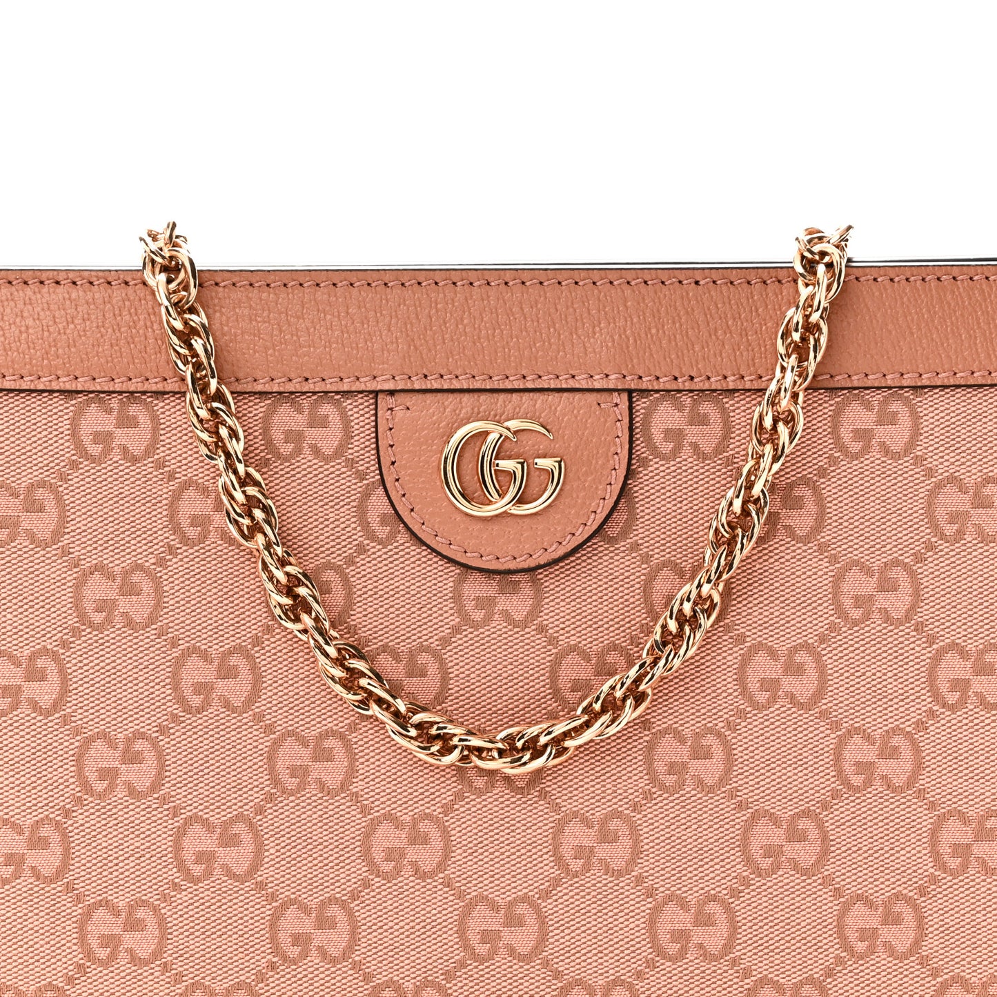 Monogram Textured Dollar Calfskin Small Ophidia Chain Shoulder Bag Cloche Rose Pink