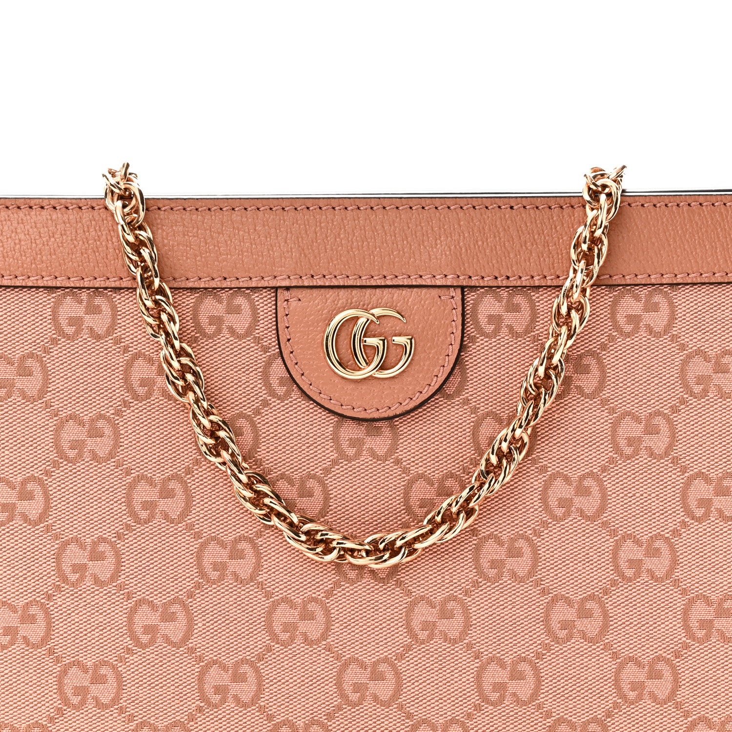 Gucci Monogram Textured Dollar Calfskin Small Ophidia Chain Shoulder Bag Cloche Rose Pink 8 of 10