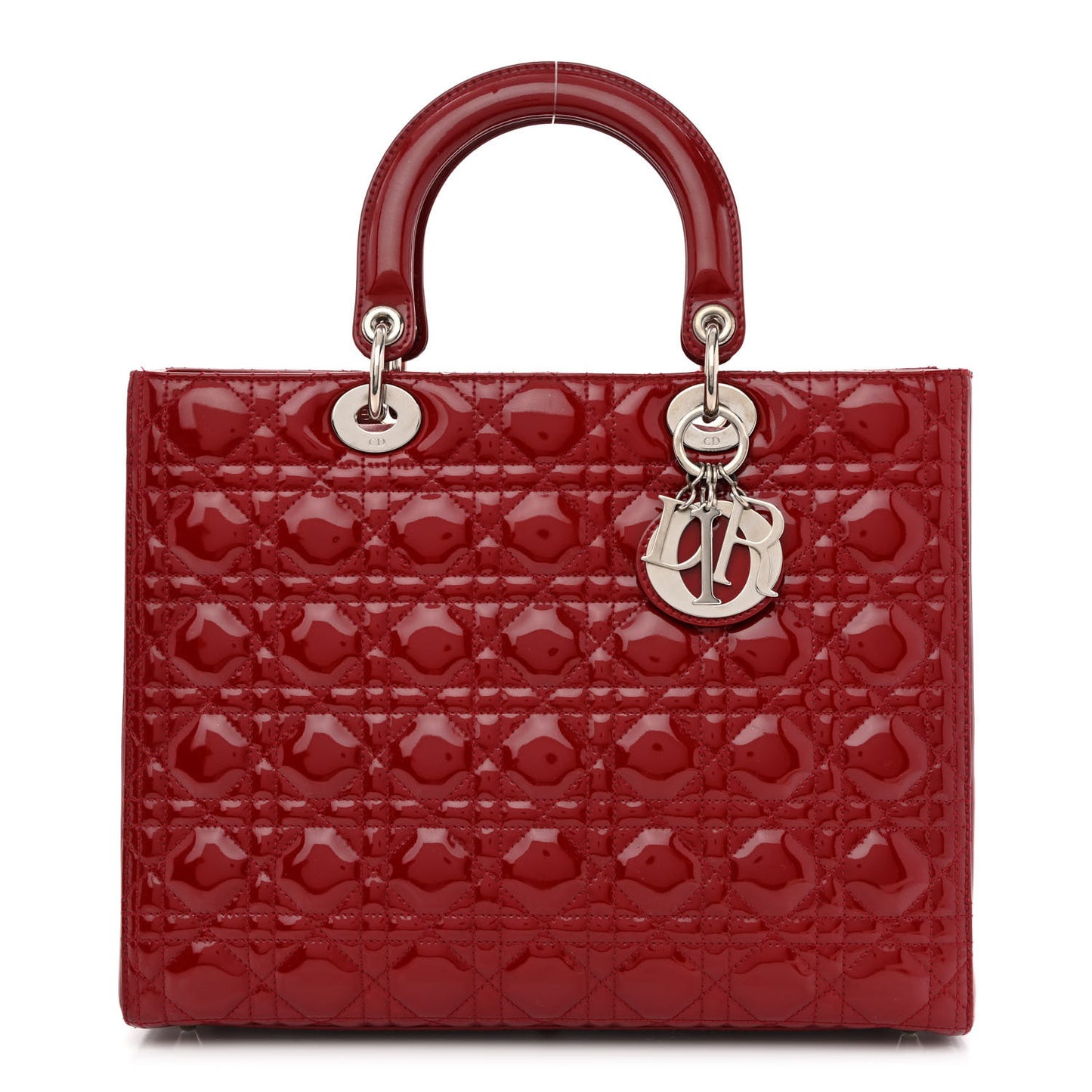Patent Cannage Large Lady Dior Red