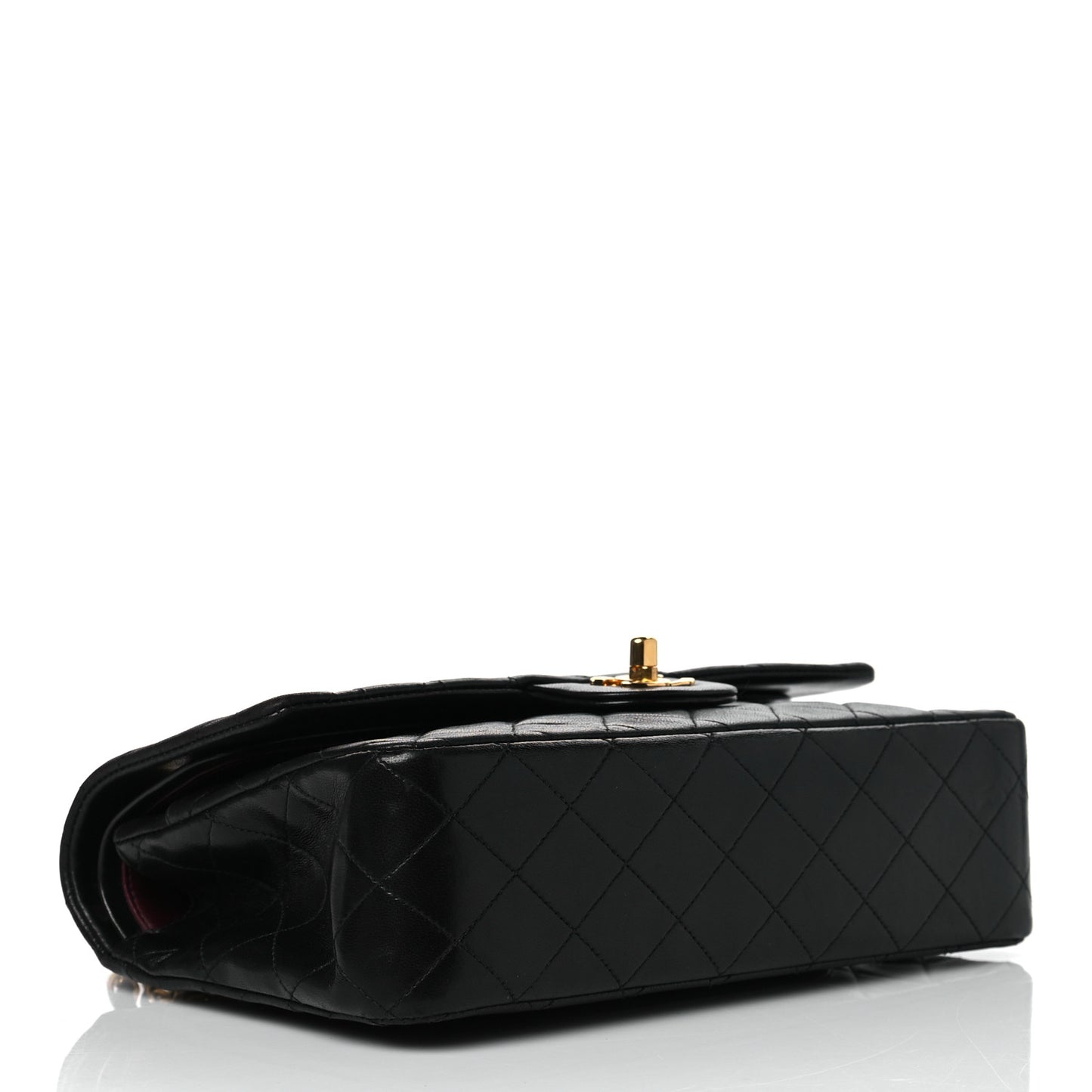 Lambskin Quilted Medium Double Flap Black