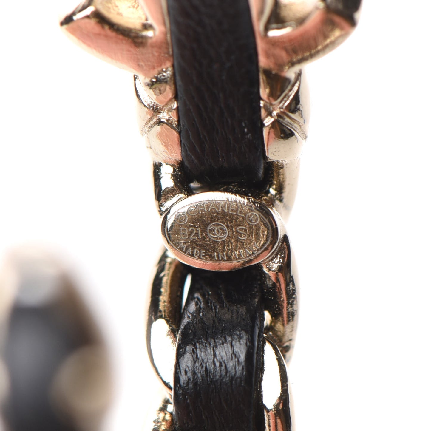 Lambskin CC Turnlock Chain Hoop Earrings Gold Black