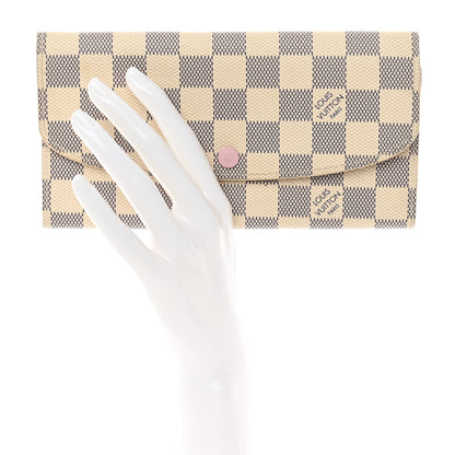 Louis Vuitton Damier Azur Emilie Wallet Rose Ballerine 2 of 11