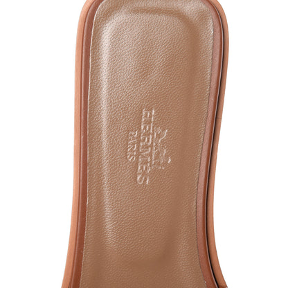 Hermes Box Calfskin Oran Sandals 37 Gold 7 of 8