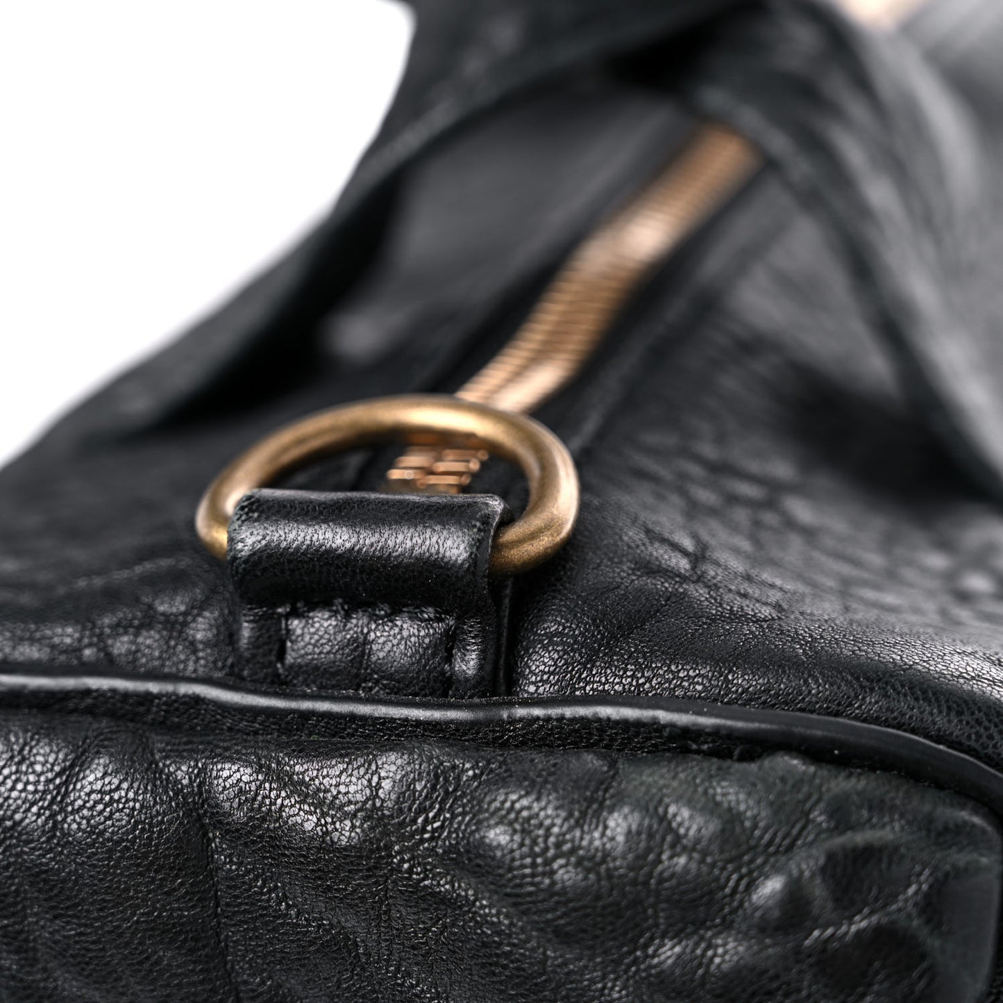 Pebbled Lambskin Rocco Black Antique Brass Hardware