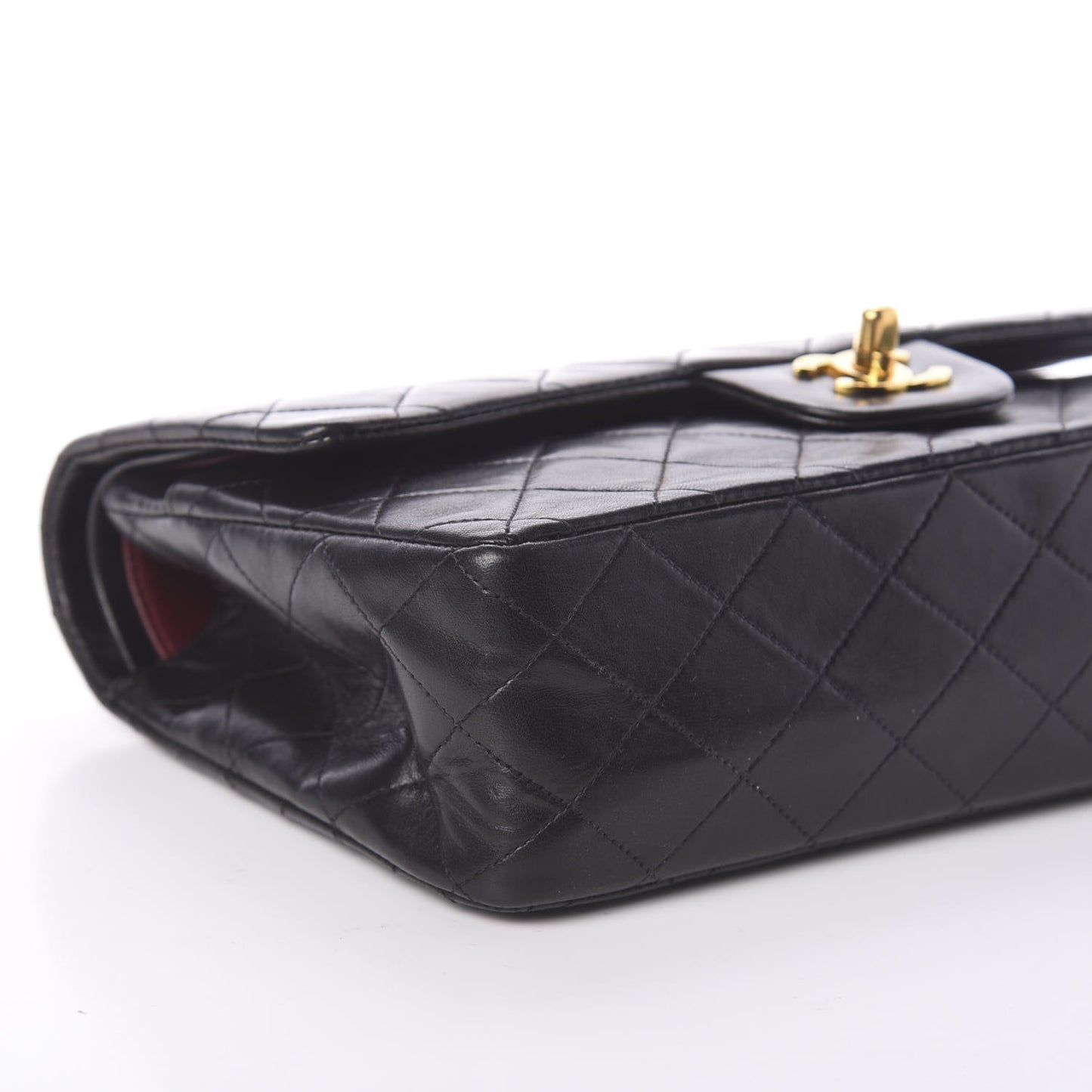 Lambskin Quilted Medium Double Flap Black