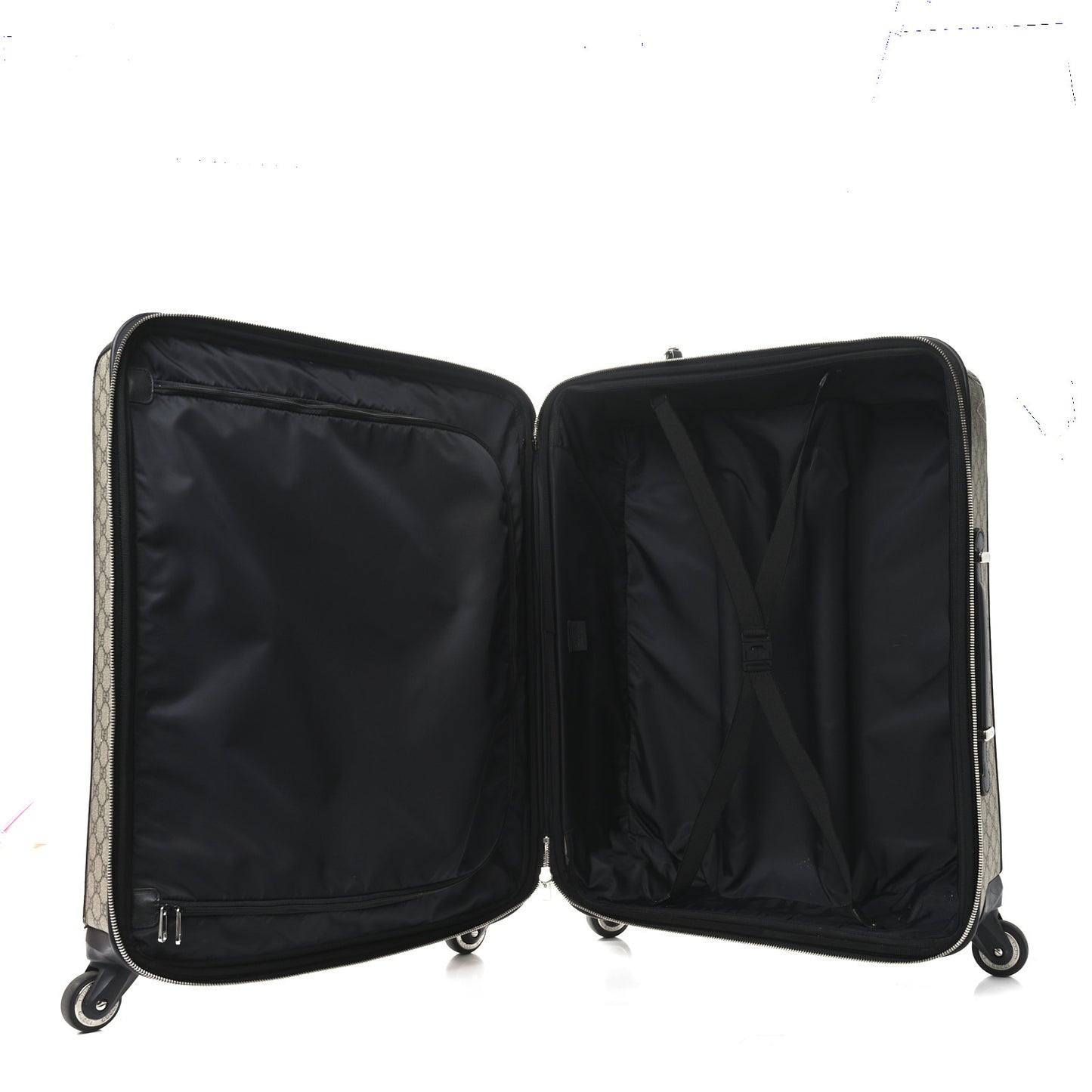 GG Supreme Monogram Four Wheel Suitcase Black