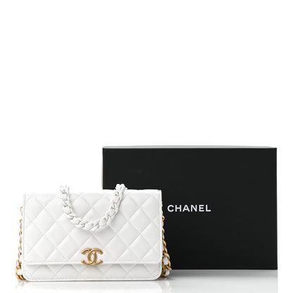 Chanel Lambskin Resin Quilted Wallet On Chain WOC White 13 of 13