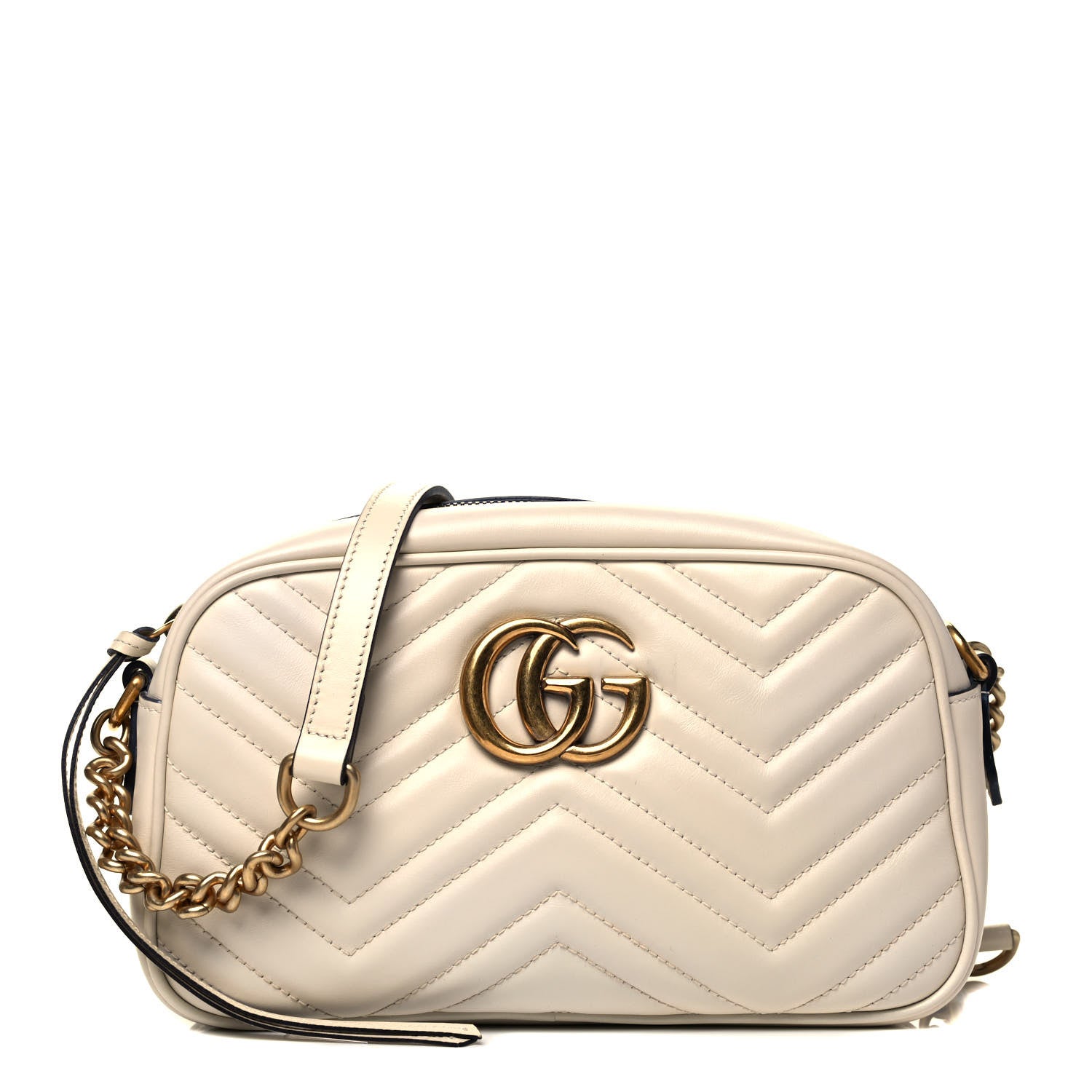 Gucci Calfskin Matelasse Small GG Marmont Chain Shoulder Bag White 1 of 10