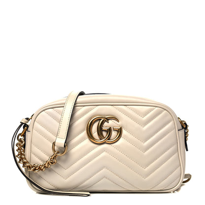 Gucci Calfskin Matelasse Small GG Marmont Chain Shoulder Bag White 1 of 10