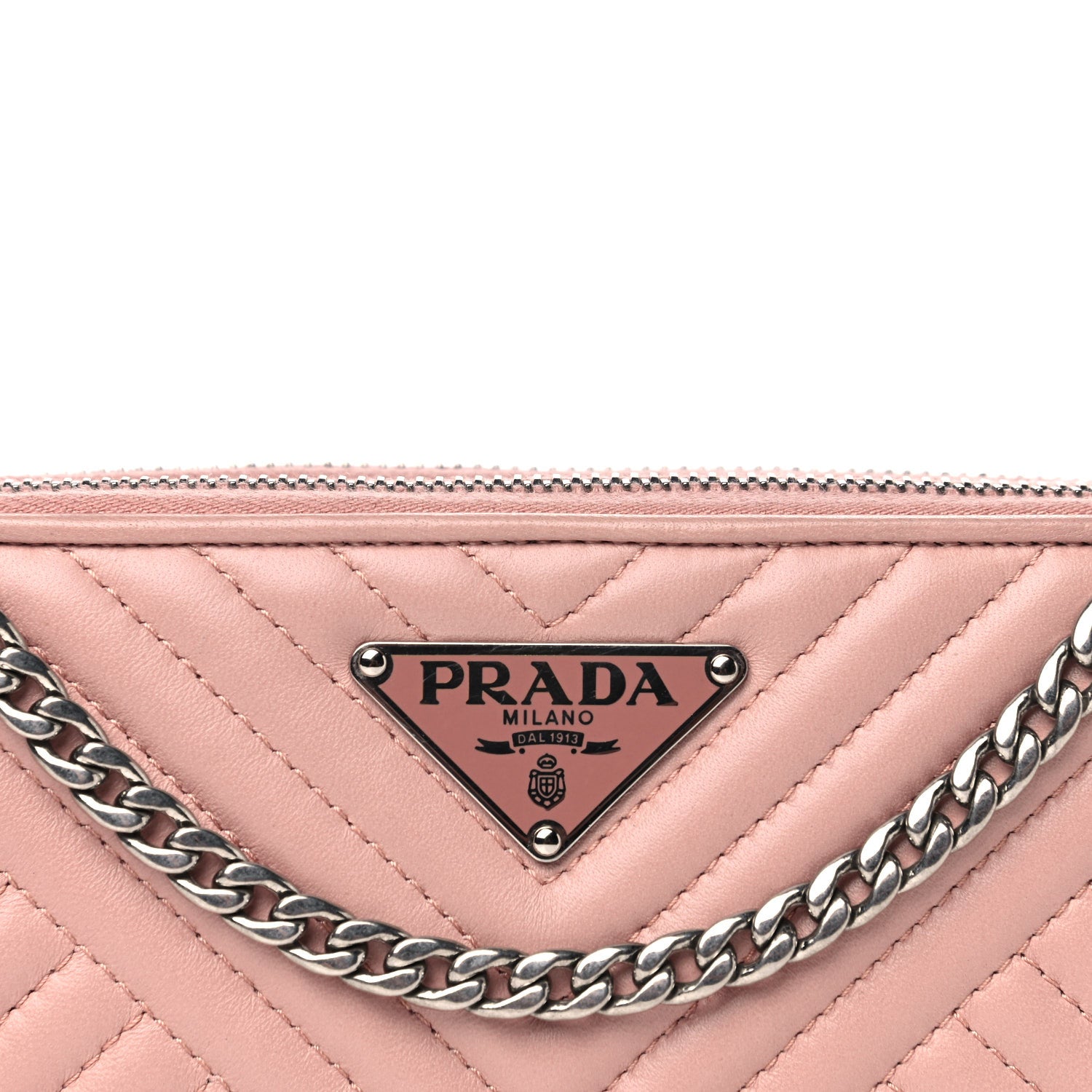 Prada Nappa Impunture Diagramme Mini Double Zip Chain Crossbody Bag Orchidea 10 of 16