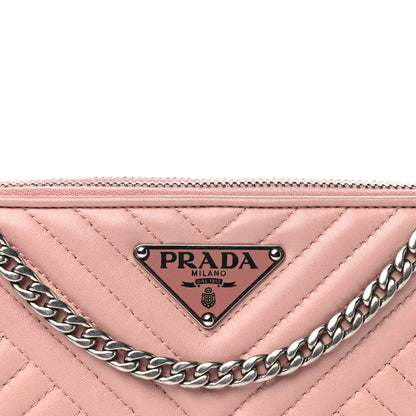 Prada Nappa Impunture Diagramme Mini Double Zip Chain Crossbody Bag Orchidea 10 of 16
