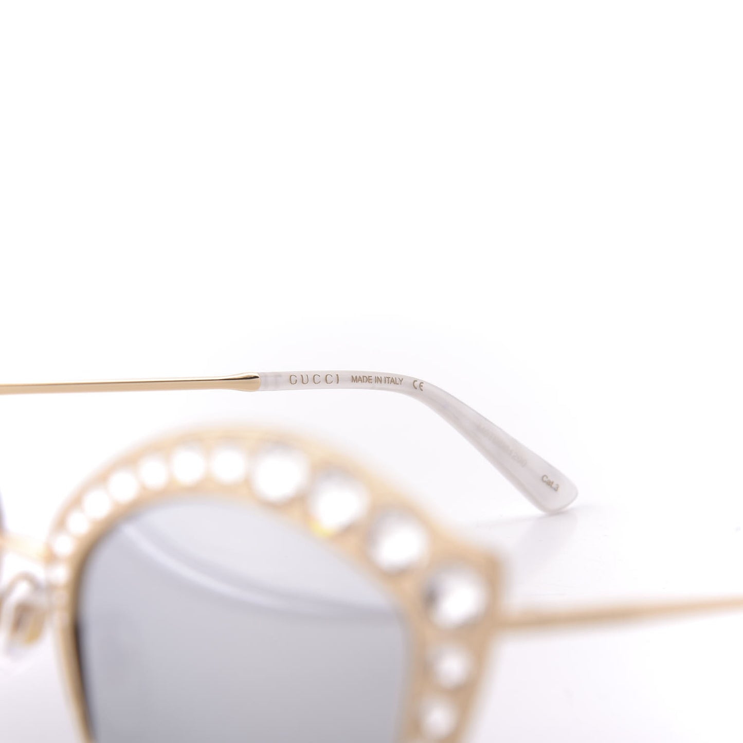 Metal Crystal Cat Eye Sunglasses GG00114S Gold