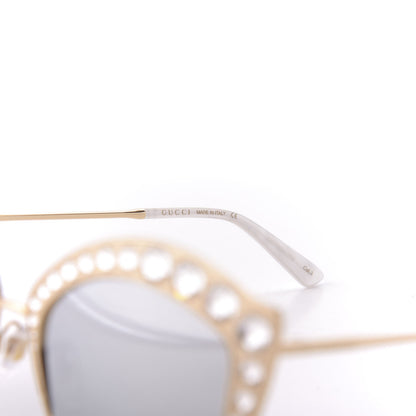 Gucci Metal Crystal Cat Eye Sunglasses GG00114S Gold 6 of 10