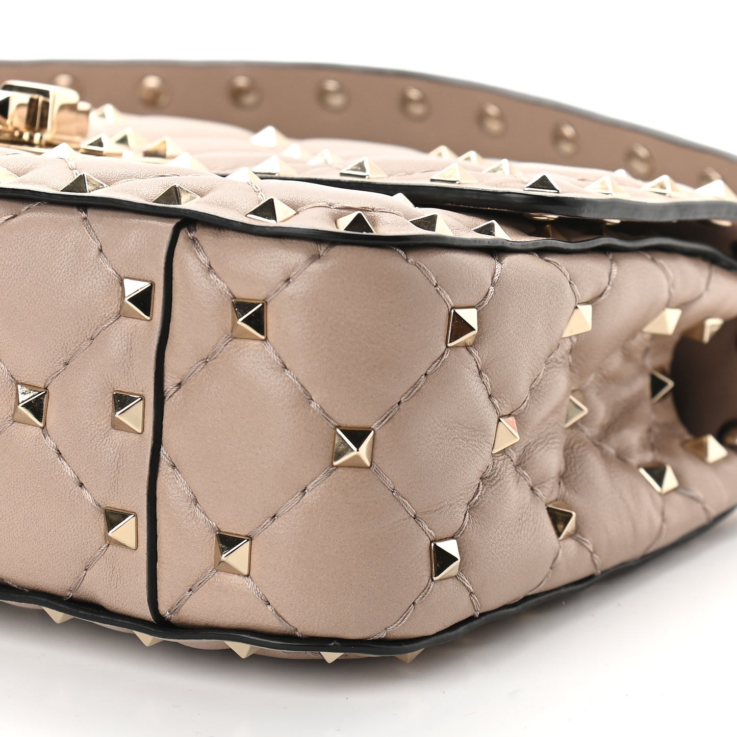 Nappa Small Rockstud Spike Shoulder Bag Poudre