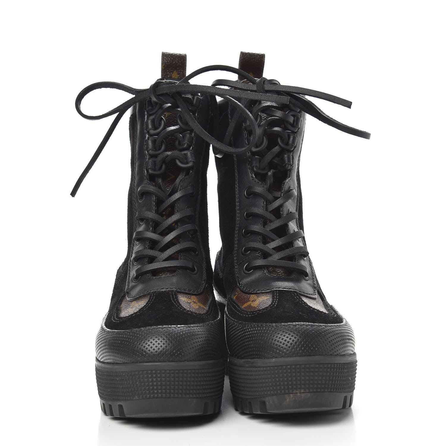 Louis Vuitton Suede Calfskin Monogram Laureate Platform Desert Boots 36 Black 3 of 6