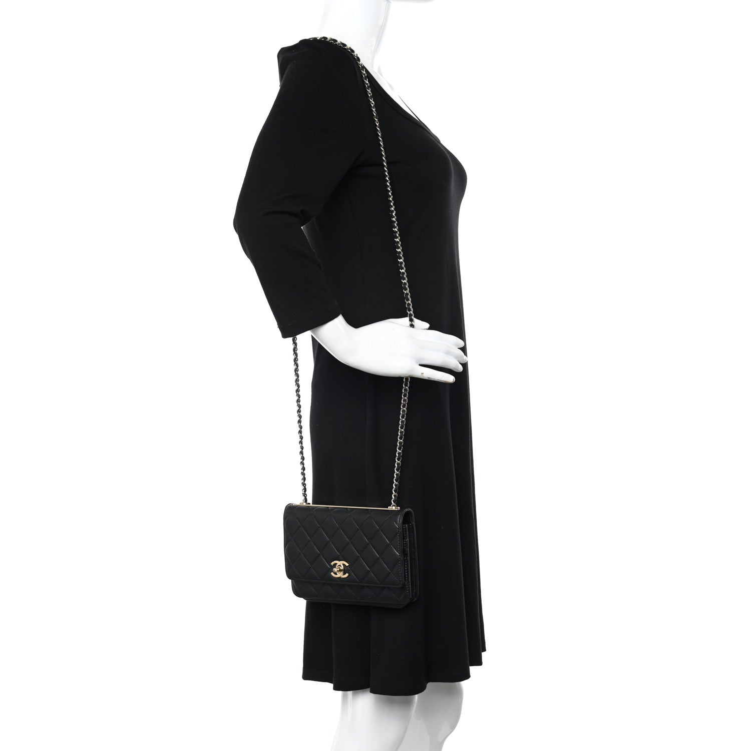 Chanel Lambskin Quilted Trendy CC Wallet On Chain WOC Black 2 of 13