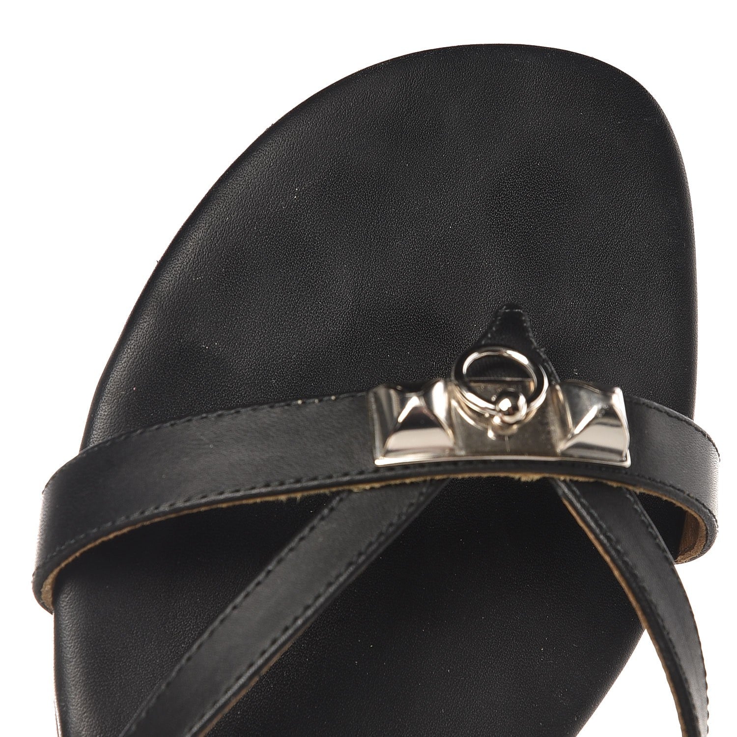 Hermes Nappa Calfskin Corfou Sandals 38 Black 8 of 10