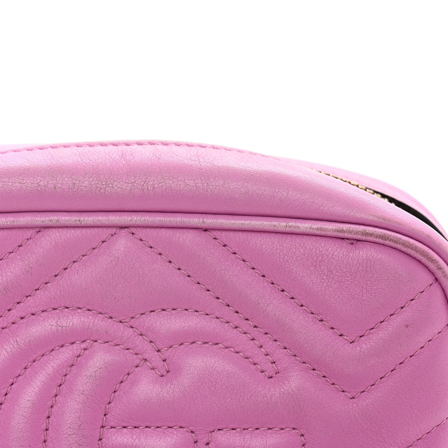 Calfskin Matelasse Mini GG Marmont Chain Shoulder Bag Candy Mousse