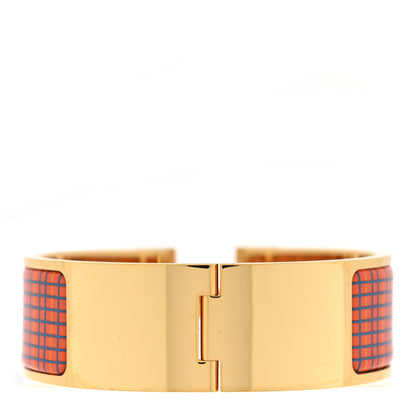 Hermes Enamel Printed Wide Clic Clac H Tartan Bracelet PM Tropique 3 of 4