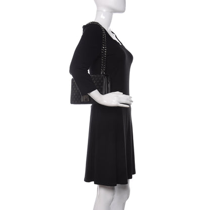 Prada Soft Calf Grommet Lock Flap Chain Shoulder Bag Black 2 of 9
