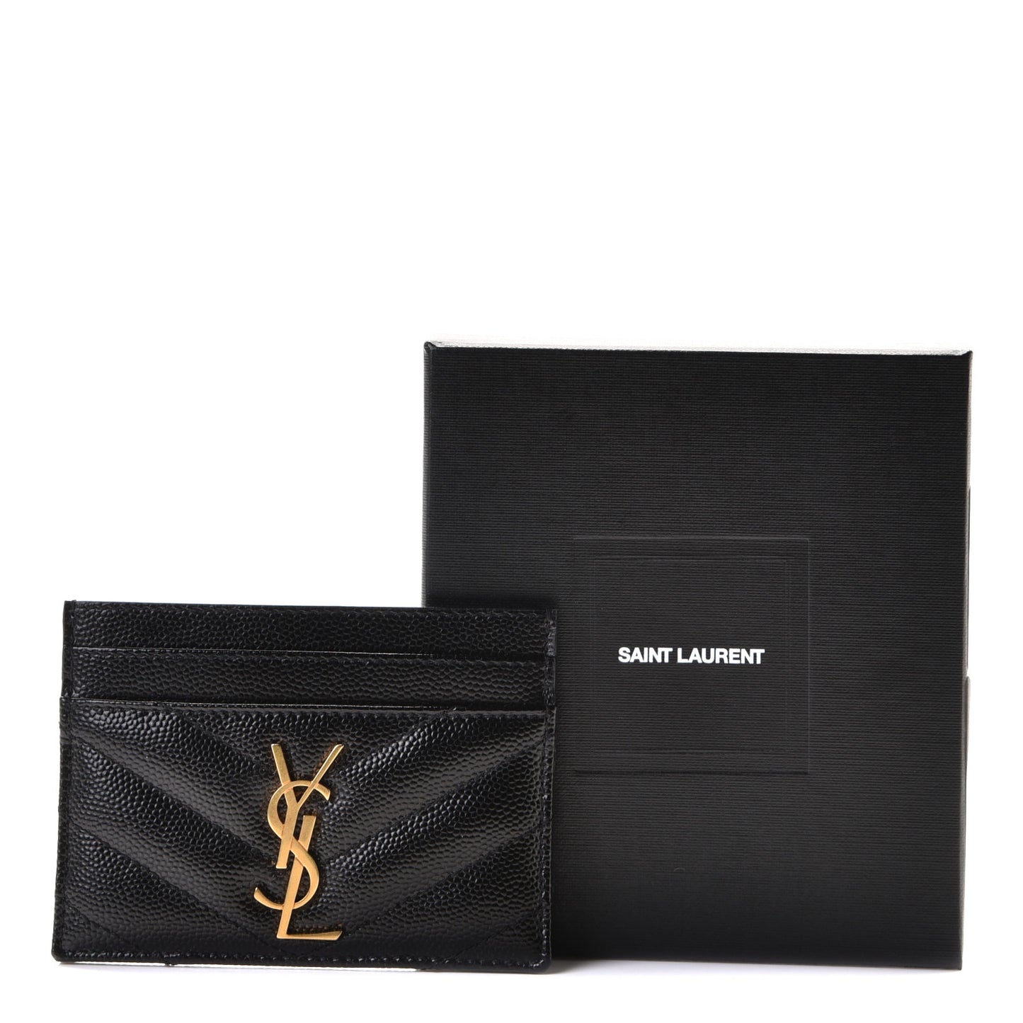 Grain De Poudre Matelasse Chevron Monogram Credit Card Case Black
