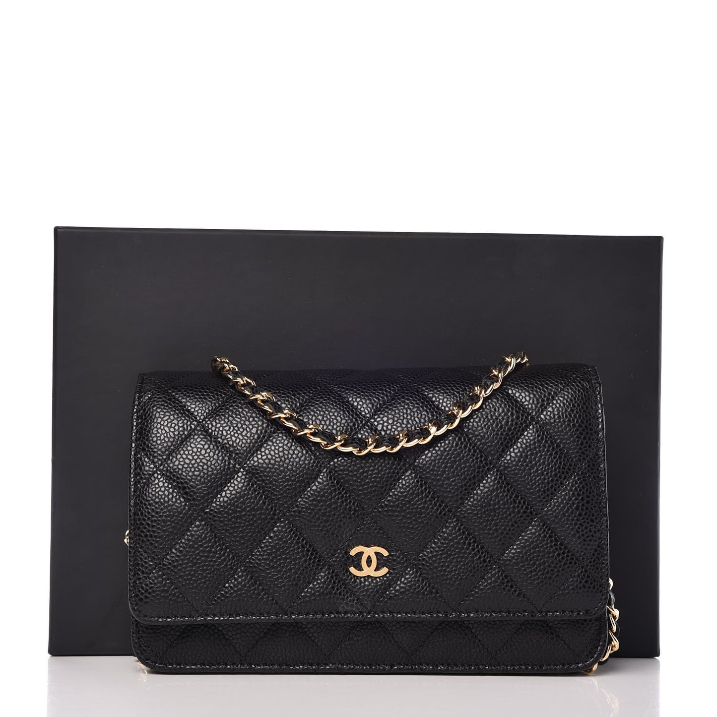 Caviar Quilted Wallet On Chain WOC Black