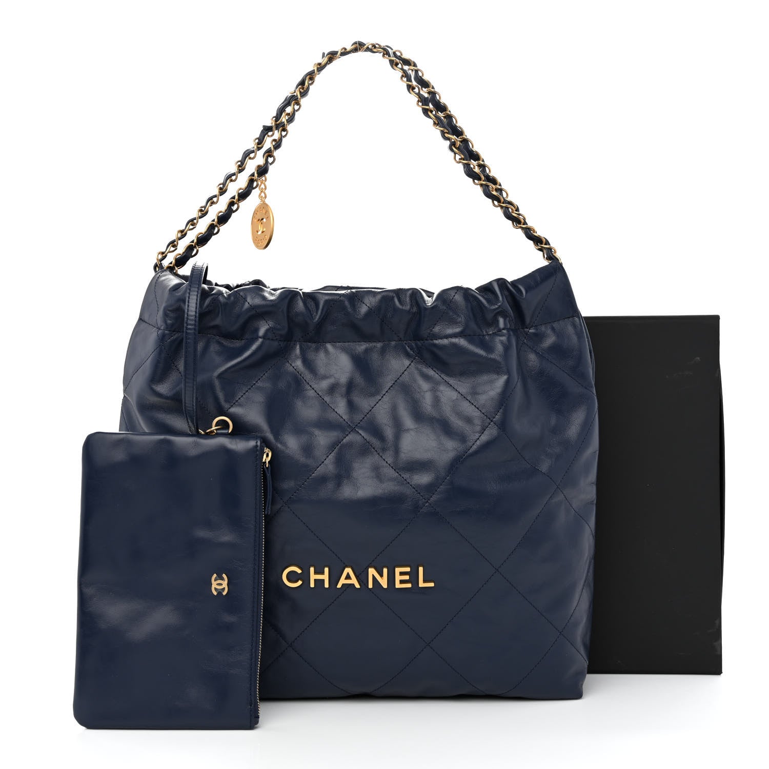 Chanel Shiny Calfskin Quilted Chanel 22 Navy Blue 12 of 12