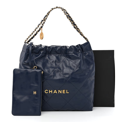 Chanel Shiny Calfskin Quilted Chanel 22 Navy Blue 12 of 12