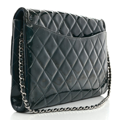 Chanel Patent Quilted Clutch with Chain Flap Blue 2 of 9