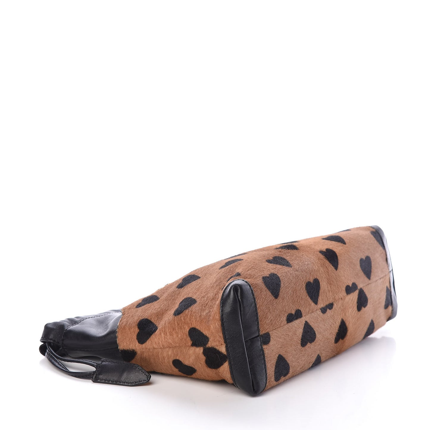 Calf Hair Heart Print Little Crush Dark Camel Black
